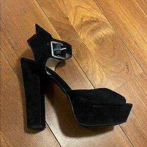 Black Suede Platform Heels